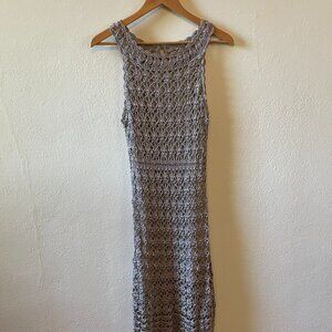 I.N.C. International Concepts Silver/grey Metallic Crochet Lined Dress. Size L.